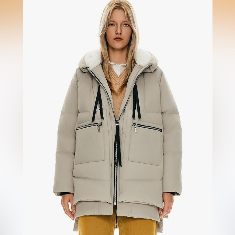 Orolay thickened down winter jacket womens xs beige $149 MSRP